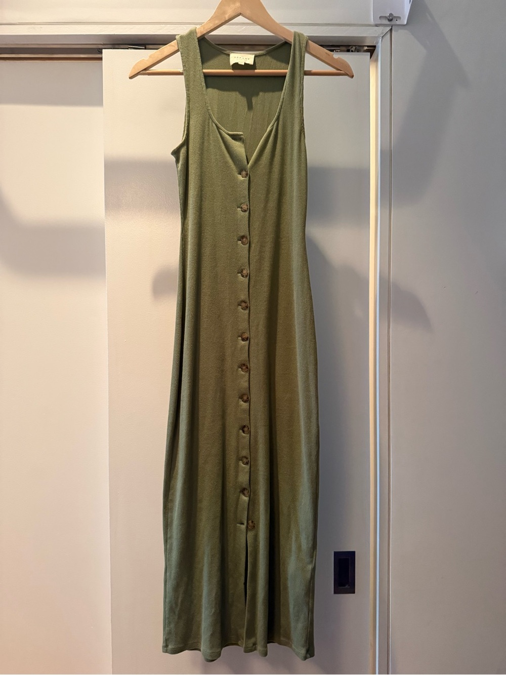 Sézane Olive Tank Button-Front Maxi Dress